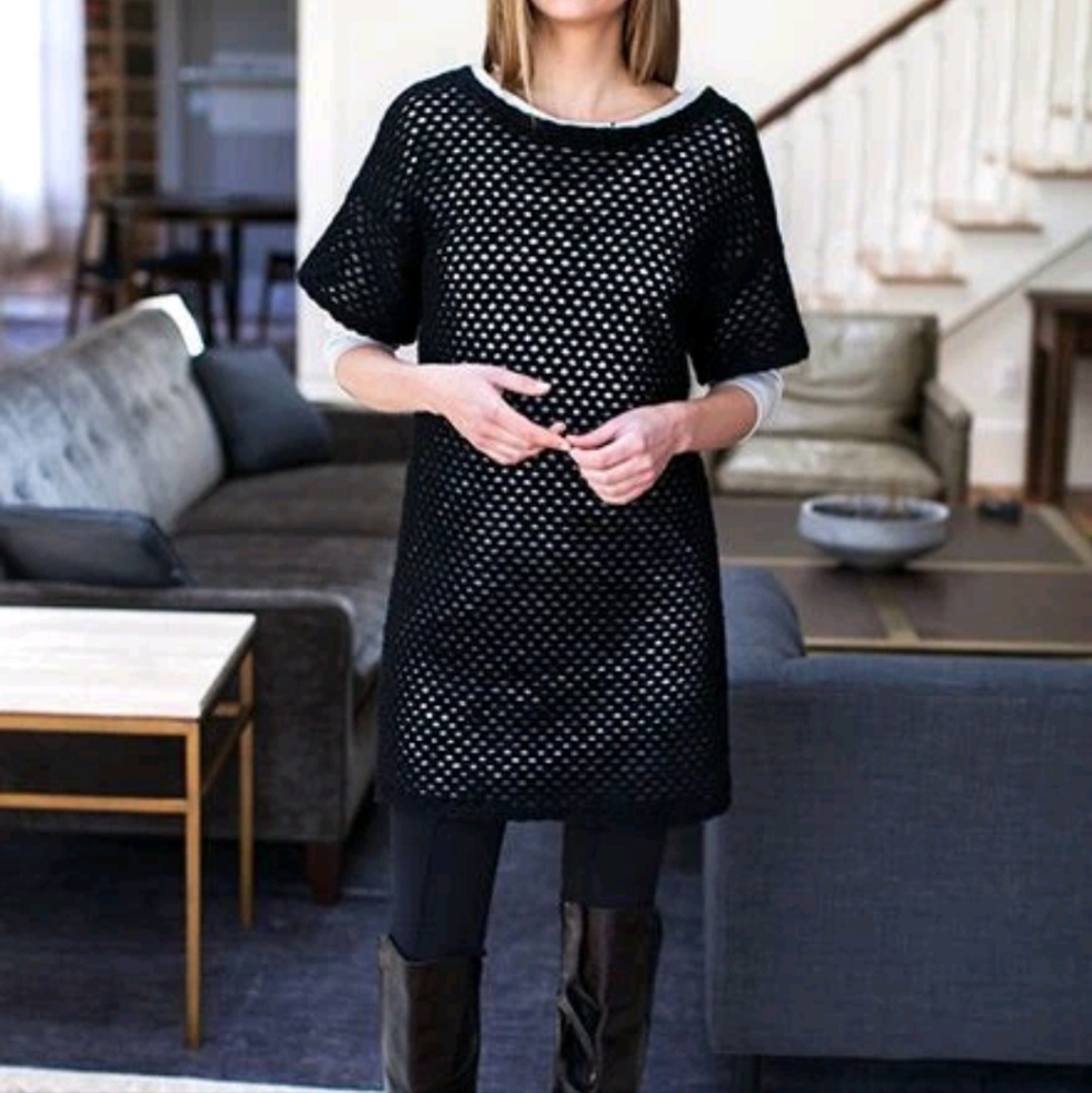 Emerson Fry Open Knit Layering Sweater Dress S Black Wool